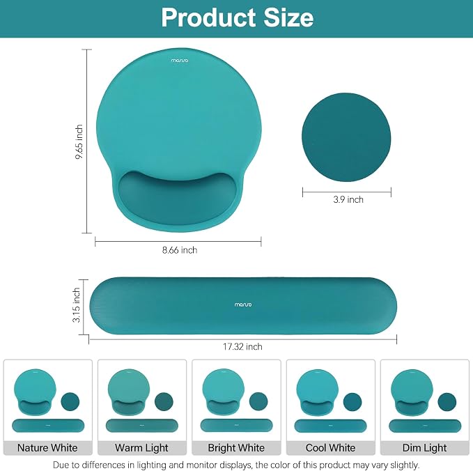 MOSISO Wrist Rest Support for Mouse Pad&Keyboard Set, Circle Curved Ergonomic - Image 7