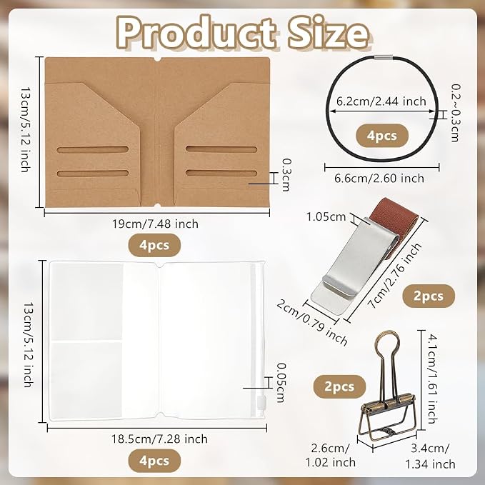 OLYCRAFT 4 Pack Travelers Notebook Accessories Kit Travel Diary Accessory Set - Image 2