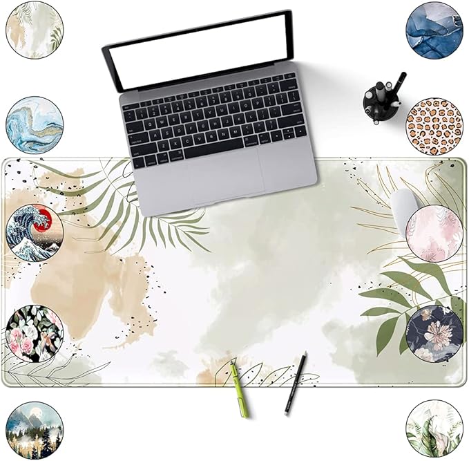 Keyboard mat Kawaii Mousepad Matcha Green Plant Abstract Accessories Desk pad Mouse mat for Desktop Gamer Girl Office Accessories for Women Pink Desk Organizer Large Gaming Pads …-DeskLoop Office