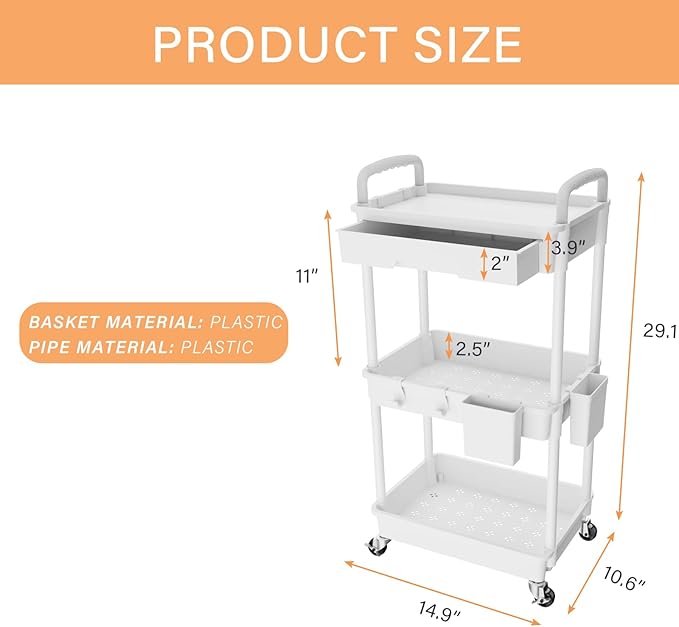 3 Tier Rolling Utility Cart - Image 5
