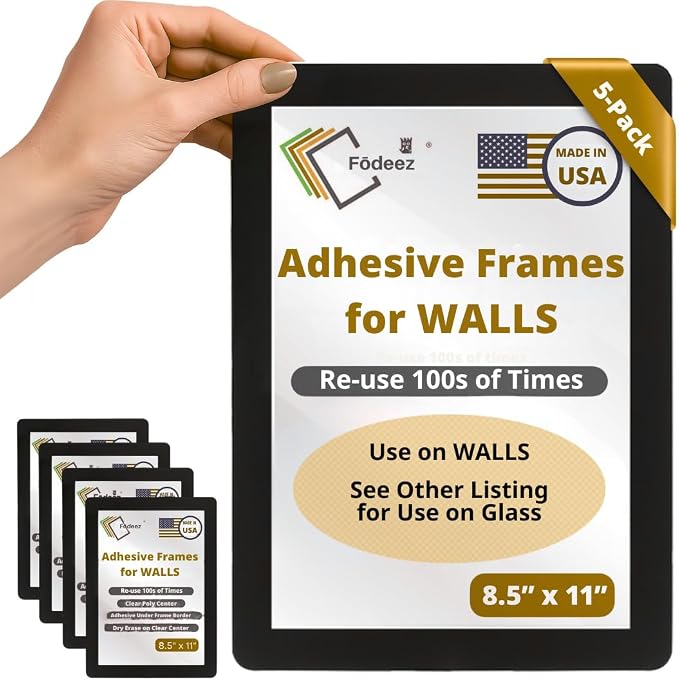 8.5 x 11 Adhesive Wall Frames by FodeezReusableAdhesiveFrame