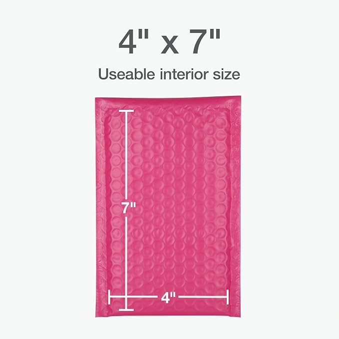 Quality Park Bubble Mailers, 4 x 8 Shipping Envelopes, Small Pink Padded - Image 6
