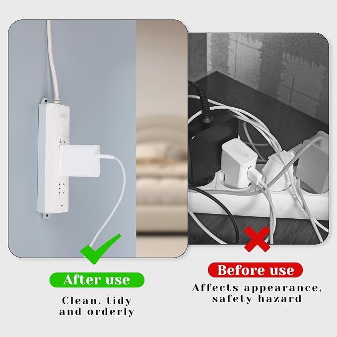 Giantree 6 Pack Self Adhesive Power Strip Holder, Power Strip Holder Desktop - Image 4