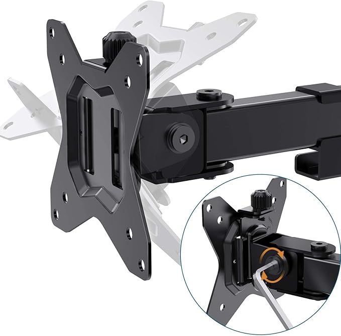 HUANUO 32 inches Dual Monitor Stand up to 17.6lbs per Arm, High-Grade Aluminum Free-Standing Dual Monitors Mount for 2 Screens. Fully Adjustable Dual Monitor Stand for Desk with Tilt, Swivel, Rotation-DeskLoop Office