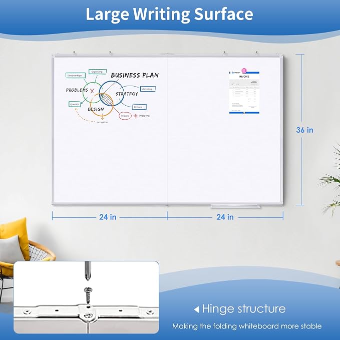 Magnetic Whiteboard Dry Erase, 48 x 36 inch Large White Board - Image 3