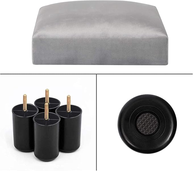 Joveco 15'' Small Foot Rest Stool Ottoman- Upholstered Footstool and Ottomans Small Footrest for High Beds- Lightweight and Portable, Light Gray-DeskLoop Office