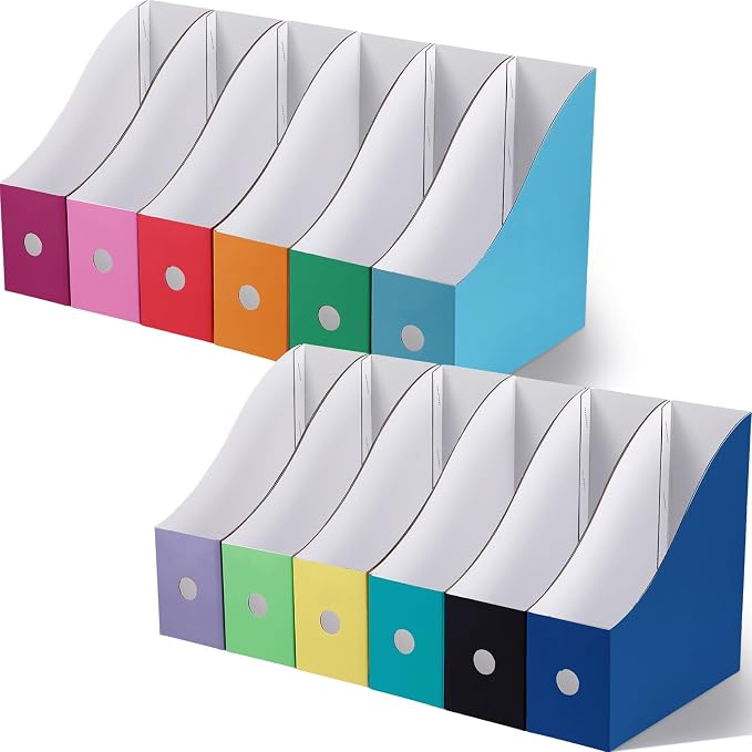 Colarr 12 Pack Cardboard Magazine Holders 12 Colors Magazine Storage Box by Colarr