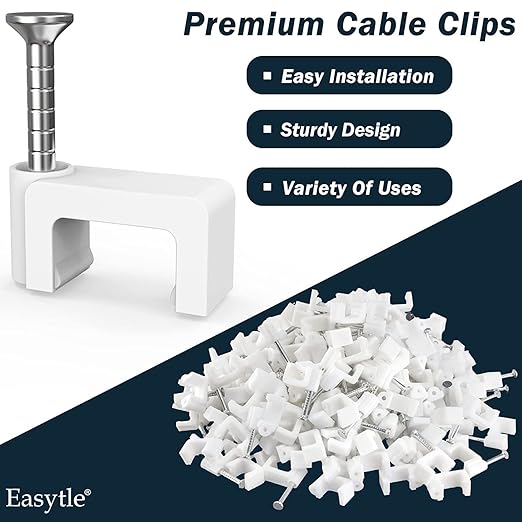 Easytle 200 Pcs 8mm Cable Clips Nail in Flat Ethernet Cable Wall Clips - Image 4