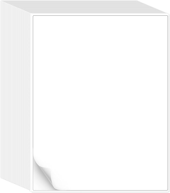 L LIKED 500 Sheets Matte Sticker Paper Full-Sheet 8-1/2" x 11" Self Adhesive Shipping Labels for Laser & Inkjet Printers, White (500 Labels)-DeskLoop Office
