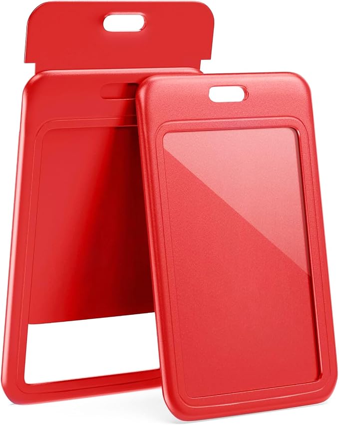 15 Pack Sliding ID Badge Holder Vertical Hard Plastic Card Case Protector Pouch - Image 2