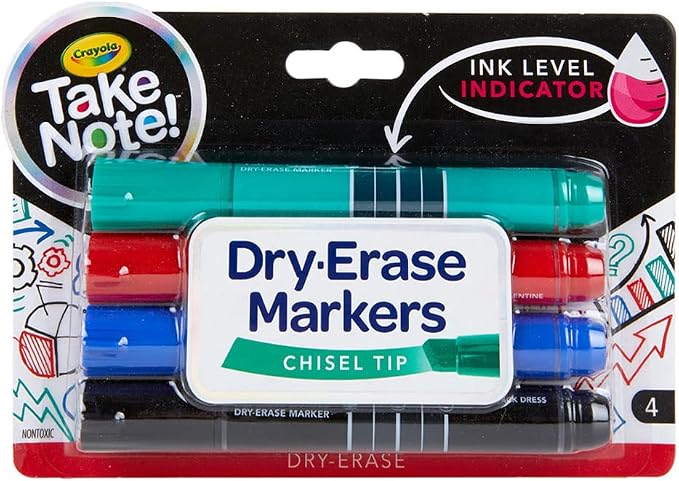 Crayola Take Note Chisel Tip Dry Erase Markers, Kids at Home Activities by Crayola