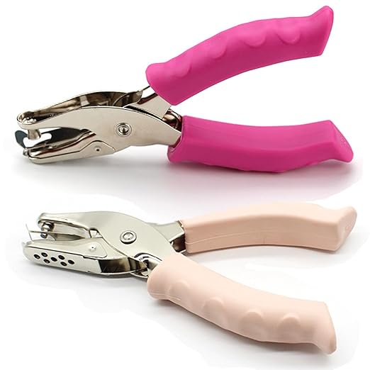 Single Hole Punch 1/4" and 1/8", 2 Pack Small Hole Puncher for Crafts, One Hole Paper Punch with Grip Handle, Small Hole Punch for Kids and Adults-DeskLoop Office