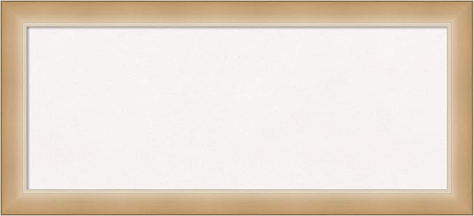 Amanti Art White Cork Board for Wall, 15x33 Vision Board with Gold Frame, Medium Corkboard Office Decor for Home Organization, Modern Contemporary Corkboard Pinboard to display items for home-DeskLoop Office