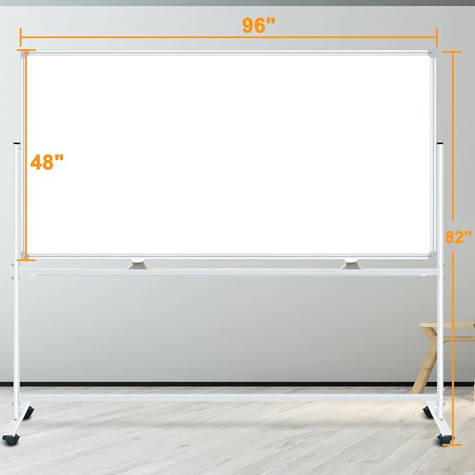 BSTPCOO Large Double-Sided Magnetic Mobile Whiteboard 96" x 48", Rolling - Image 9