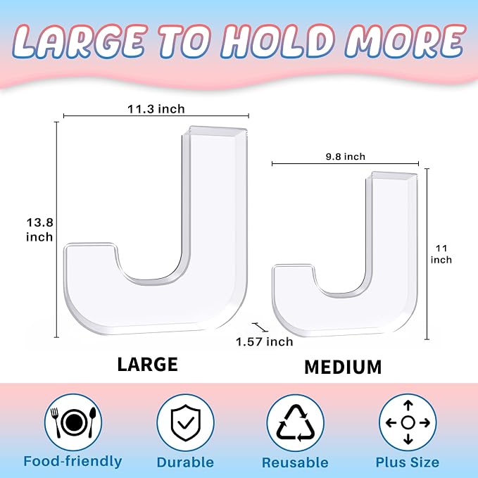 13.8" Extra Large Acrylic Letter Charcuterie Board Box, Reusable Fillable - Image 2