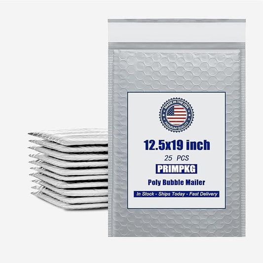 12.5in x 18in Bubble Mailer, Gray Poly Mailer, Padded Envelope, Shipping Envelope, Waterproof, Self-Sealing, For Small Business, Shipping, Mailing, Boutique Packaging(25PCS)