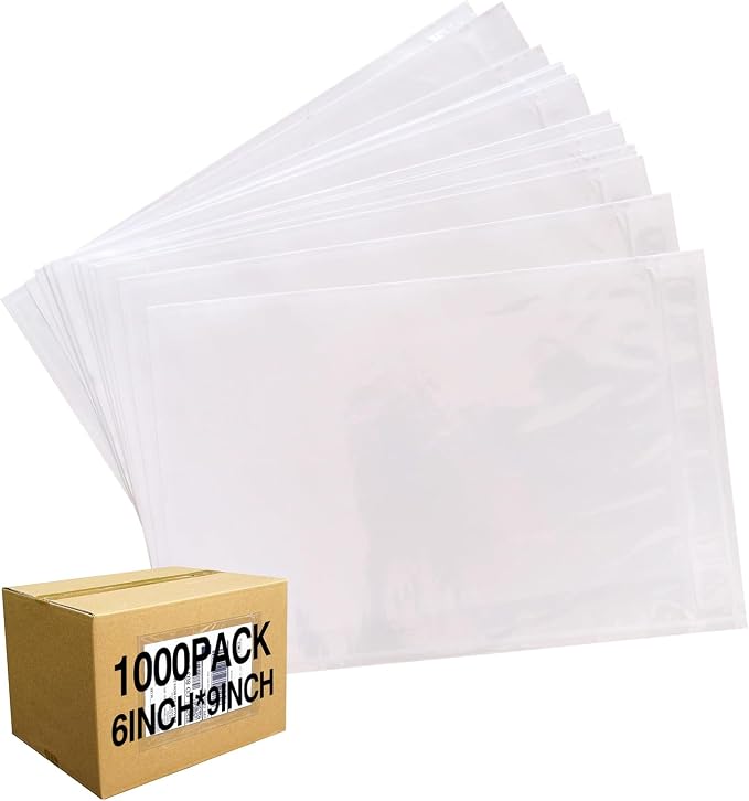 1000 PCS 6"x 9" Clear Self-Adhesive Packing List Envelopes Plastic - Image 2