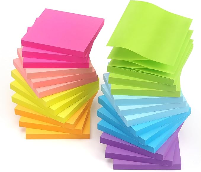 24 Pads Pop Up Sticky Notes 3x3 Refills Bright Colors Self-Stick Notes Pads by Phthdoty