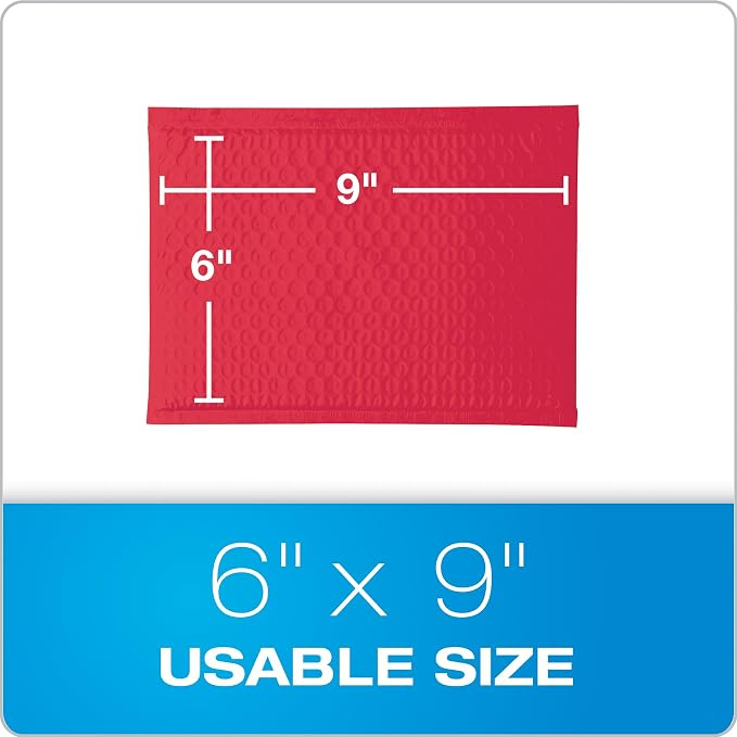 Quality Park Bubble Mailers, 6 x 9 Shipping Envelopes, Water Resistant Red Poly - Image 6