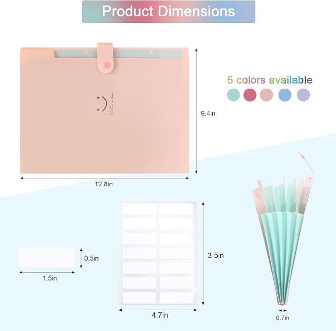 Expanding File Organizer – 5 Pack Accordion Folders - Image 5