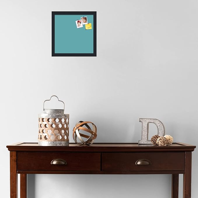 PinPix 12x12 Inch Cork Bulletin Board. This Decorative Framed Pin Board Comes with Aqua Pastel Design and a Satin Black Frame. Ideal for Home Office Decor or Message Board (PinPix-1806)-DeskLoop Office