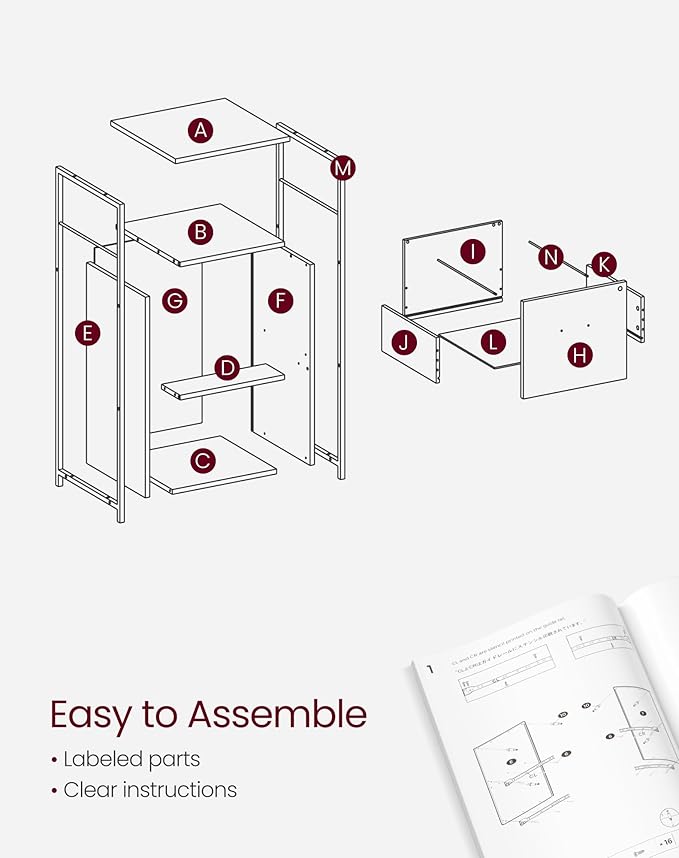 VASAGLE File Cabinet for Home Office, 2-Drawer Filing Cabinet with Lock, Open Shelf, Printer Stand, for A4 and Letter Sized Files, Adjustable Feet, Industrial, Rustic Brown and Ink Black UOFC045B01-DeskLoop Office
