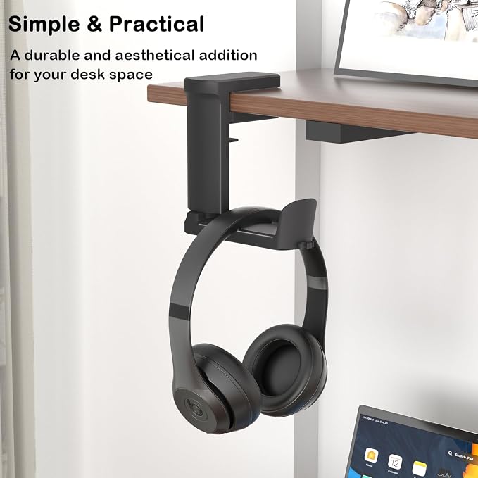 Headphone Hook - Adjustable Clamp-on Headphone Holder, Under Desk Gaming - Image 2