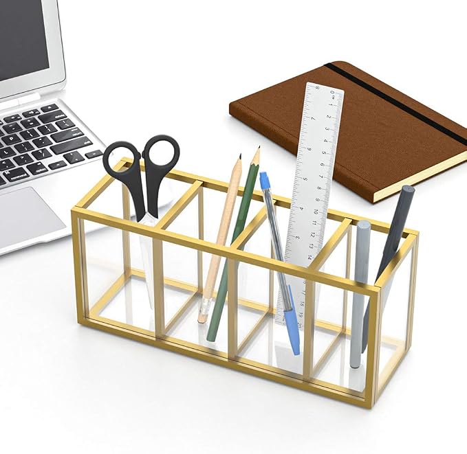 NIUBEE Acrylic Pen Holder 4 Compartments - Image 3