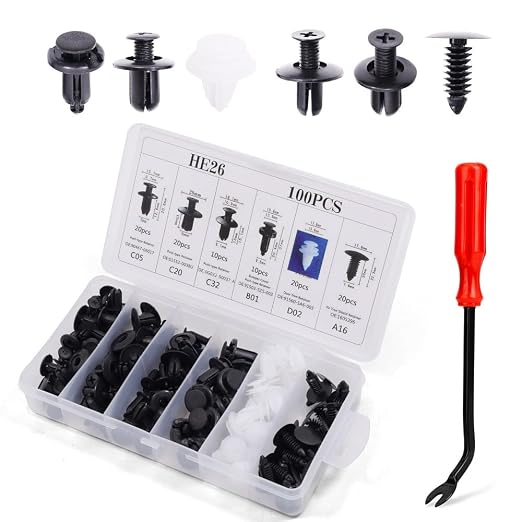 100 PCS Bumper Retainer Clips Car Rivets Fasteners Retainer Kit and 1 Fastener by carewal