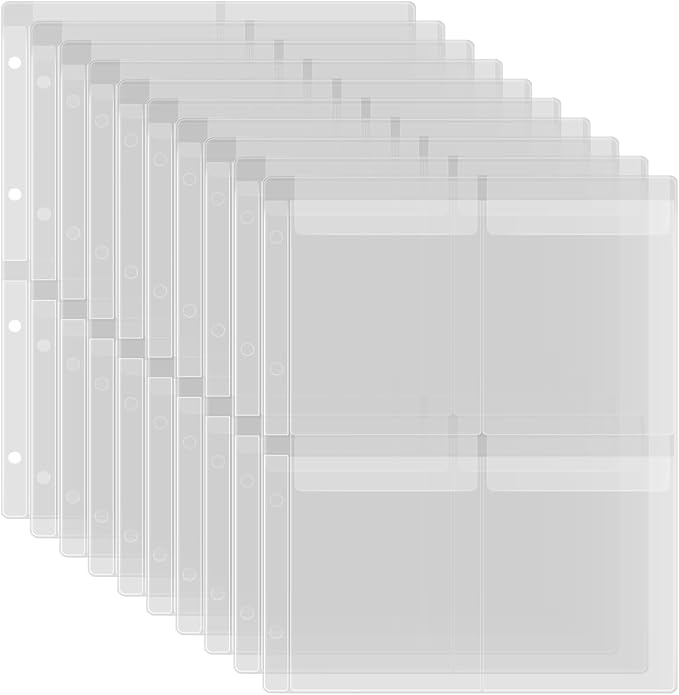 10 Pack A4 Size Plastic Binder Pockets, 4 Holes Waterproof PVC Folders Loose by BAOFALI