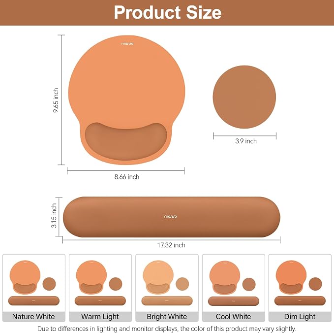 MOSISO Wrist Rest Support for Mouse Pad&Keyboard Set, Circle Curved Ergonomic - Image 7
