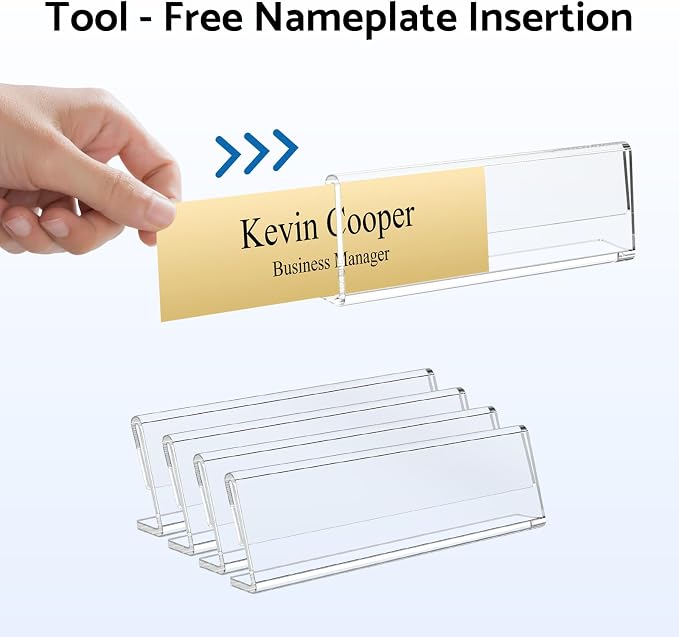 HlIMIEI Acrylic Name Plates for Desks, 5 Pack Clear Name Holders 2 x 8 - Image 5