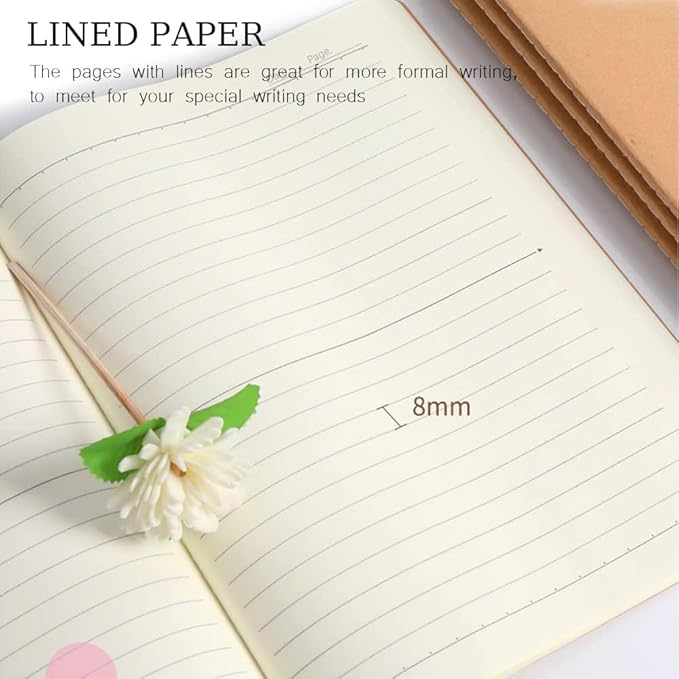 Bulk A5 Journal Notebook, Kraft Cover 60 Pages Lined Paper Journal for Traveler, Notes, Memo - Bulk Journals Sewn Brown Notebook for School Supplies, Office Supplie (line 60pages, 30pack)-DeskLoop Office