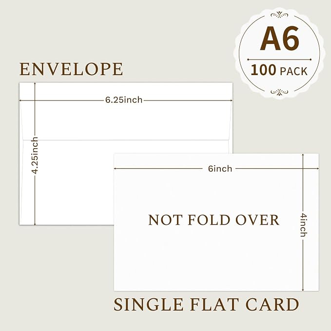 Goefun White Blank Note Cards and Envelopes 4x6, 4x6 Flat Postcards and A6 - Image 2