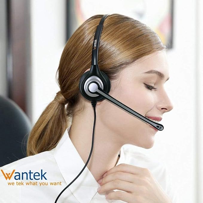 Wantek Phone Headset with Microphone Noise Cancelling,Telephone Headset 2.5mm Jack Compatible with Panasonic AT&T Uniden Cisco Linksys Grandstream Vtech Polycom Cordless Office Phones-DeskLoop Office