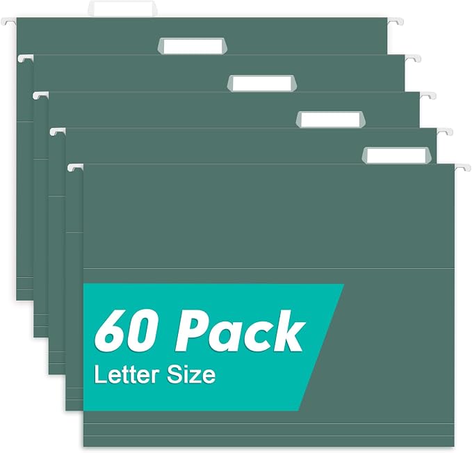 HERKKA Extra Capacity Hanging File Folders, 60 Pack Reinforced Letter Size by HERKKA