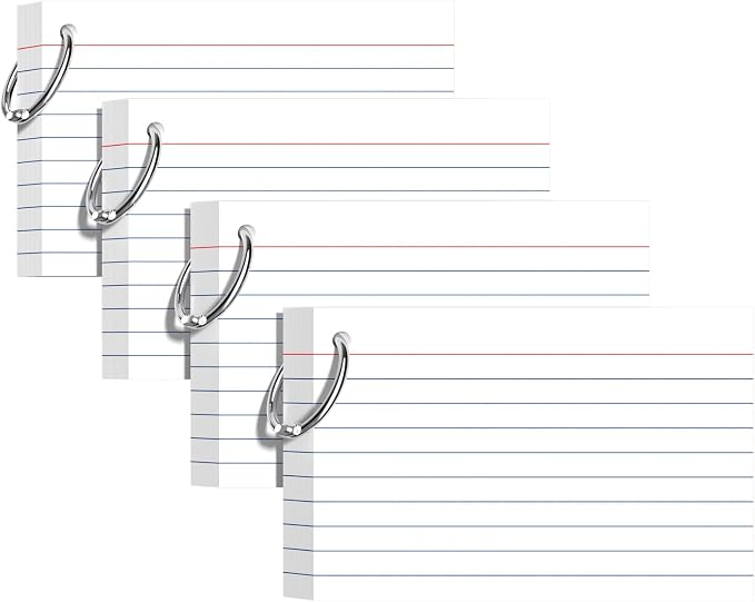 Index Cards 4x6 Inches, Punched Lined Study Card Ruled Flashcards Notecards by Glyanlee