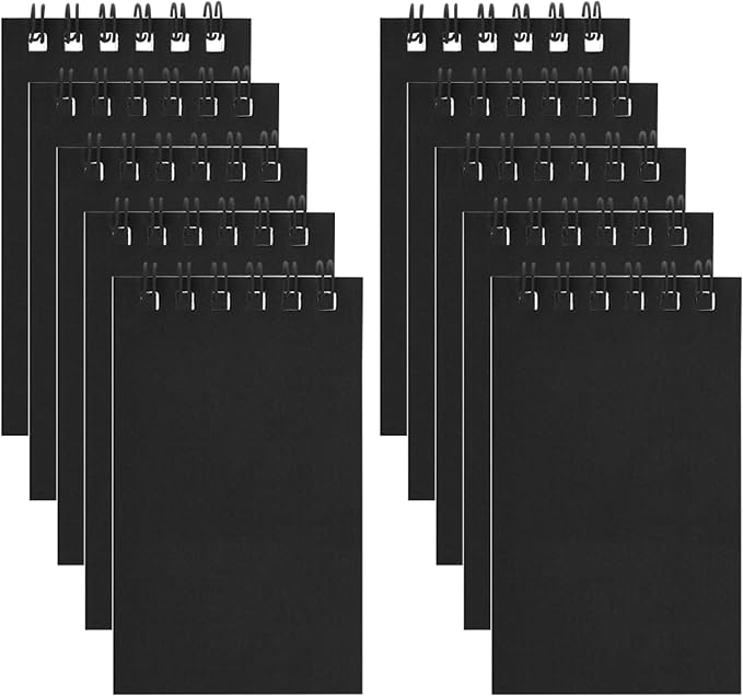 Hooqict 10 Pack Pocket Notebook 3x5 Small Spiral Notepads Black Mini Notebooks by Hooqict