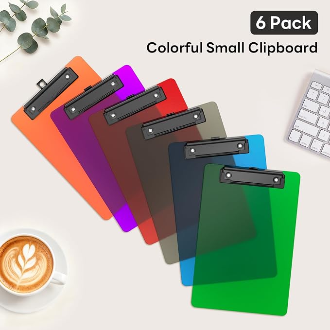 6 Pack Colorful Small Clipboard, A5 Mini Clip Board | Black Clip, 9 x 6" - Image 5