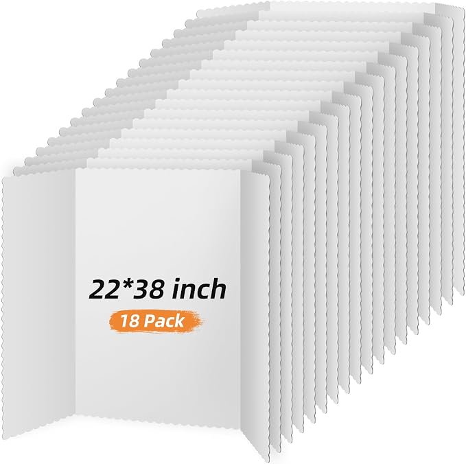 Ctosree 18 Pcs 22 * 38 Inch Tri Fold Poster Board Bulk, Science Fair Project by Ctosree