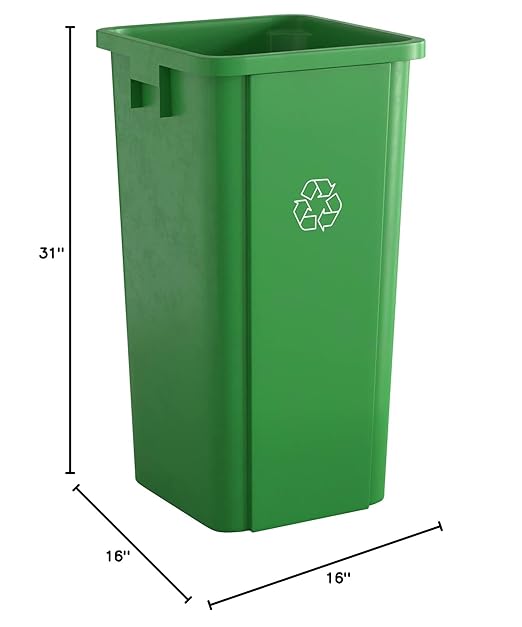 23 Gallon Green Square Commercial Trash Can-DeskLoop Office