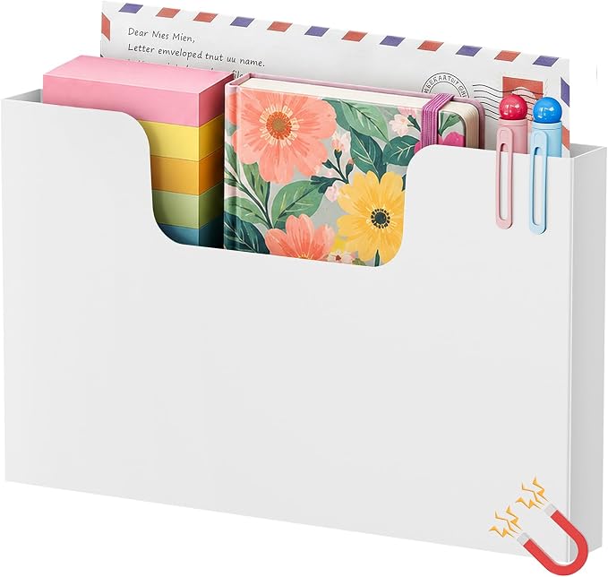 Marbrasse Magnetic File Holder, Magnetic Hanging Wall File Organizer, Pocket by Marbrasse