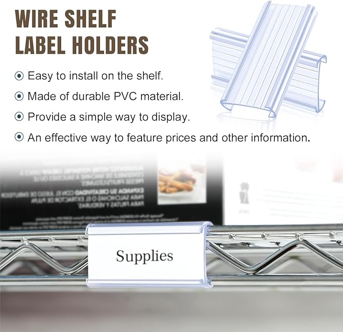 Lenink 30Pcs Wire Shelf Label Holders, Plastic Wire Rack Label Holder, - Image 2