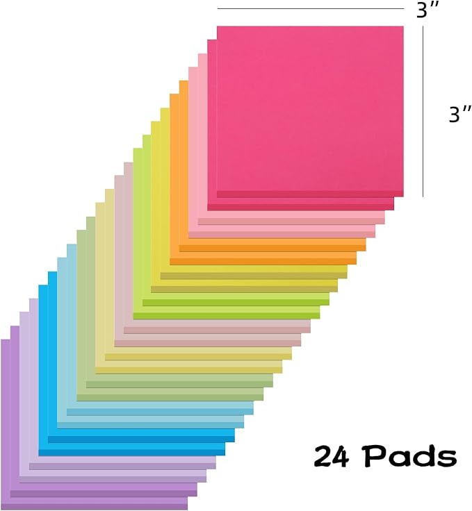 Sticky Notes 3x3 Inches, Bright Colors Self-Stick Pads - Image 3