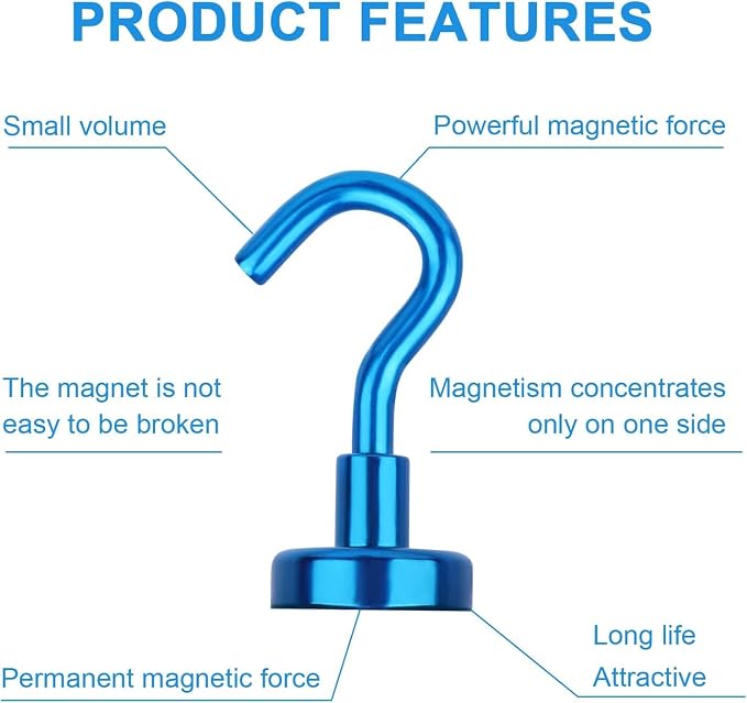 DIYMAG Magnetic Hooks, 30Lbs Strong Heavy Duty Cruise Magnet S-Hooks - Image 4