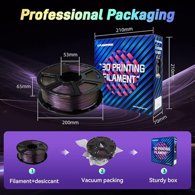 FLASHFORGE Chameleon Rapid PLA Filament 1.75mm Abyssal Purple, PLA Color Shift High Flow Speedy 3D Printer Filament, Max 500mm/s Fast Printing, Display Shimmering Effects from Various Angles and Light-DeskLoop Office