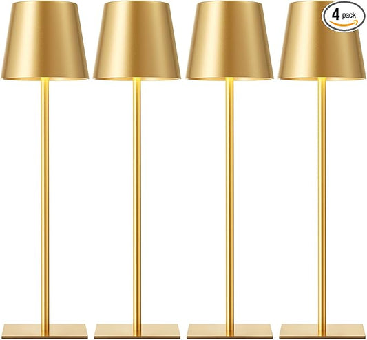 Kakanuo Gold Cordless Rechargeable Table Lamp, 4 Pack Portable Desk Lamp by KakanuoLightings
