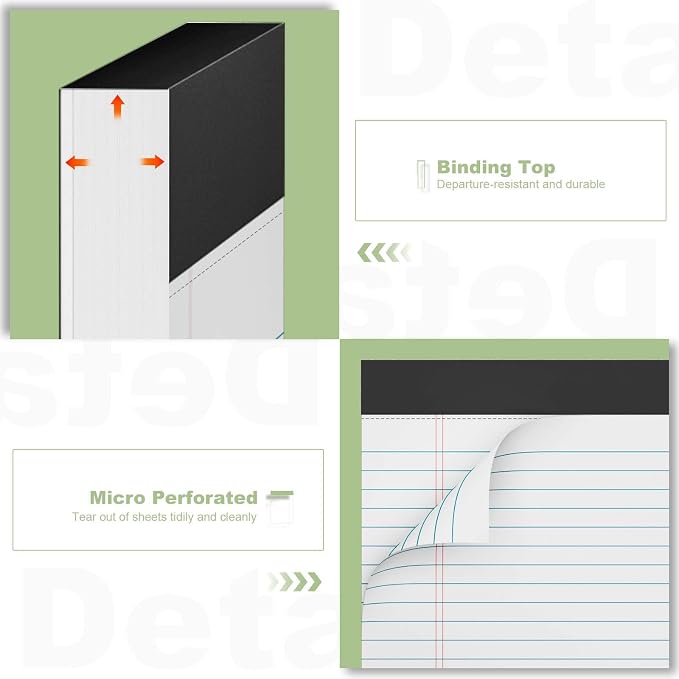 6 Pack Legal Pads 8.5 x 11 College Ruled Notepads, 30 Sheets Per Note Pad - Image 5