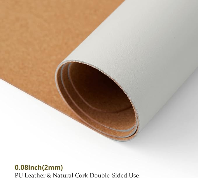 Cork Desk Mat - Dual-Sided Desk Pad for Office and Home - Desk Organization and Accessories - Ideal for Large Mouse Pad and Desk Mats on Top of Desks(White,27.6"x 13.8")-DeskLoop Office