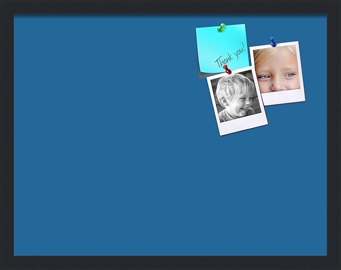 PinPix 22x17 Inch Cork Bulletin Board. This Decorative Framed Pin Board Comes with Navy Pastel Design and a Satin Black Frame. Ideal for Home Office Decor or Message Board (PinPix-1811)-DeskLoop Office